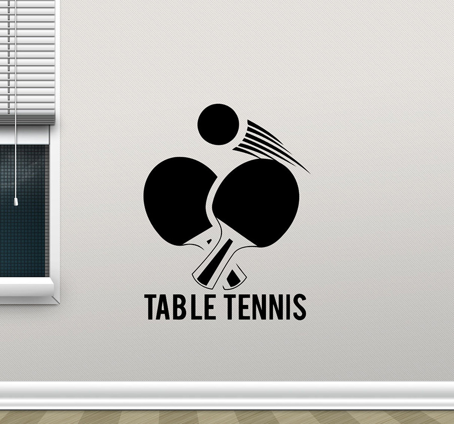 Table Tennis Illustration - Table Tennis Wall Sticker Ping Pong